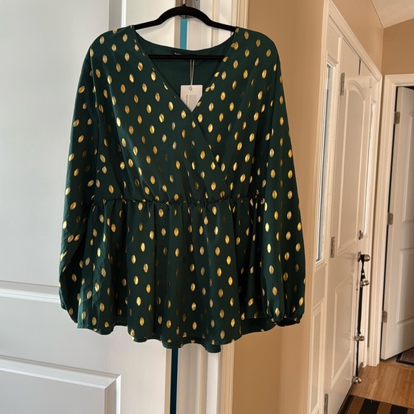 BloomChic Tops - BLOOMCHIC Long Sleeve Wrap-Style Peplum Top